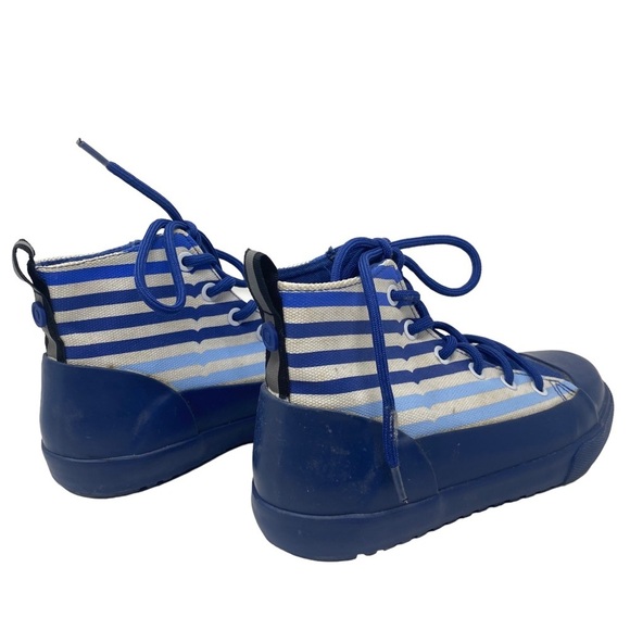 HUNTER‎ X TARGET Sz 3 Boys Kids Blue Striped Dipped Canvas High Top Sneakers - Picture 8 of 11